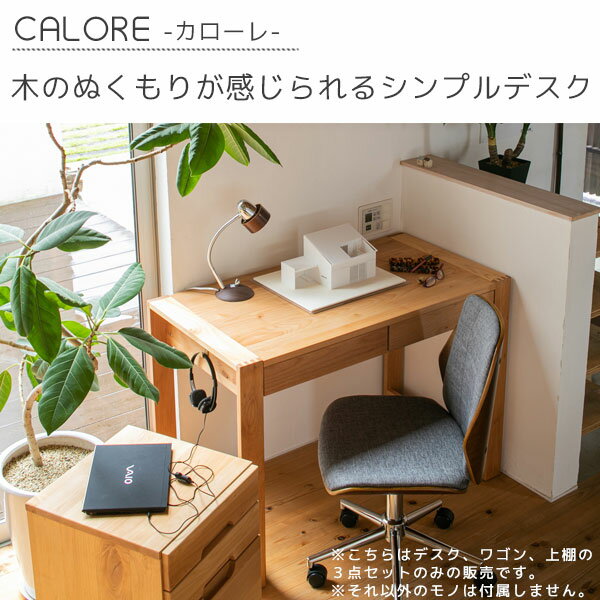 【SS限定!確率1/2で最大100%ポイントバック】学習机 学習デスク 勉強机 シンプルデスク リビングデスク アルダー材 昇降無しワゴン 上棚付き 固定金具付 幅105 シンプル 【カローレ 105デスク3点セット】 [2]