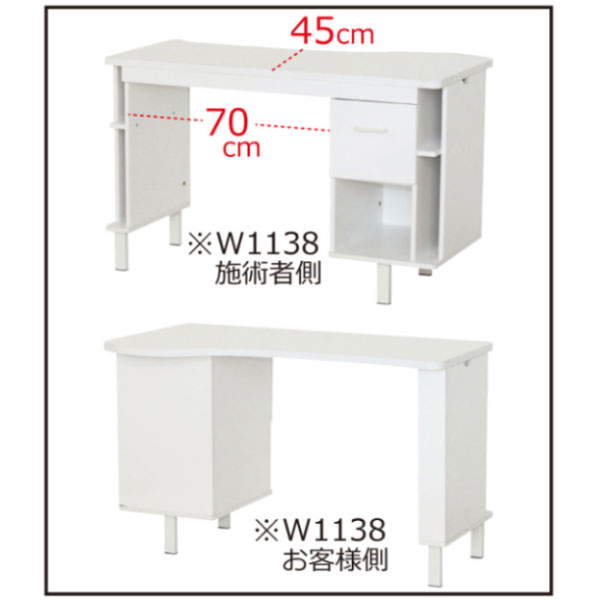 【ネイルデスクW1138】ホワイト 白 クロシオ ネイルサロン 収納 ネイル作業 対面式デスク 大容量収納 引出 コスメ メイク 女子力 [2]