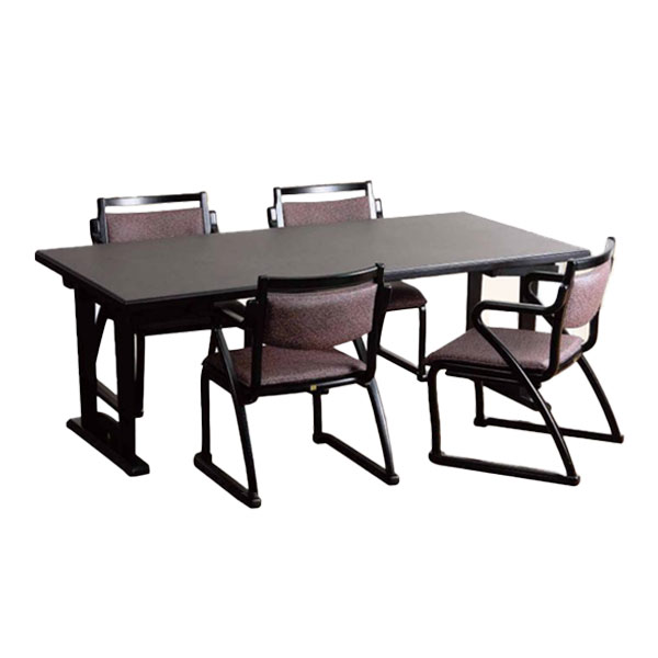 5点セット ダイニング テーブル 座卓 チェア 椅子 いす 和室 和風 シック 上品 宴会場 葬儀場 [和座チ..