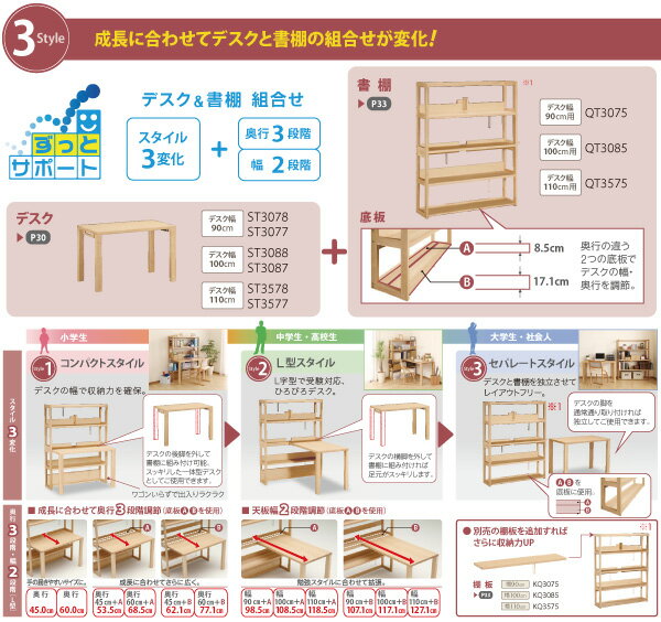 カリモク 国内生産 サイドラック 【ボナシェルタ】 デスク奥行60cm専用 デスク収納 ST0572ME/ST0572MH/ST0572MK 学習机/学習デスク/勉強机/学習家具/収納家具 Buona scelta karimoku