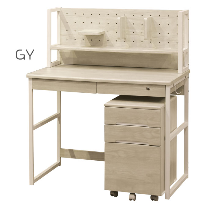 【デスクマット★文具セット付き】2025年 学習机 学習デスク 勉強机 幅95 ワゴン付き PEGボード仕様 タブレット学習 シンプル【アイアンデスク JDD-950 GY/BR】 大商産業