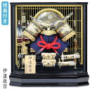 ◆特典付き 【展示現品】 五月人形 兜ケース飾り 兜飾り 伊達政宗 ケース飾り かぶと 5月人形 端午の節句 【613K91】【KN-1903 金伊達六角グリーン格子丸彫金】 【数量限定】