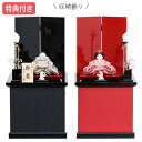 ◆特典付き 【展示現品】 雛人形 ひな人形 衣裳着 コンパクト収納飾り 親王飾り 衣裳着人形 桃の節句 ひな祭り お雛様/映え 雛 おしゃれ かわいい おひなさま 初節句 女の子 黒 ブラック 赤 レッド 002S81 【数量限定】