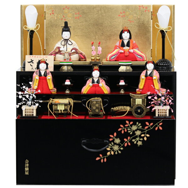 【BF限定!確率1/2で最大100%ポイントバック】◆特典付き 【展示現品】雛人形 ひな人形 木目込み 大里彩作 コンパクト収納飾り 三段飾り 五人飾り 木目込...
