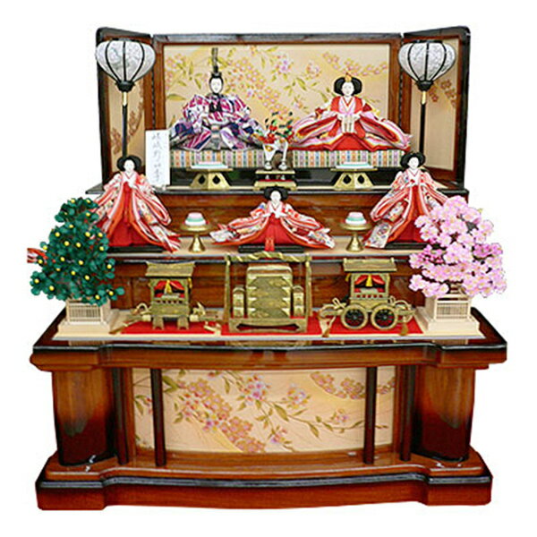 【BF限定!確率1/2で最大100%ポイントバック】◆特典付き 【展示現品】雛人形 ひな人形 衣裳着人形 衣裳着 ケース飾り 五人飾り 三段飾り 雪洞点灯 家具...