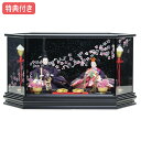 ◆特典付き 【展示現品】 雛人形 ひな人形 衣裳着 衣裳着人形 ケース飾り 六角ケース 親王飾り 二人飾り 黒 ブラック 桃の節句 ひな祭り お雛様/映え【S657】 【831S20】 【数量限定】