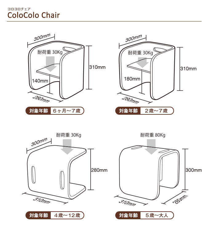 【コロコロチェア 単品】ColoColoチェア ブラックウォールナット BW キッズデスク テーブル チェア ベンチ