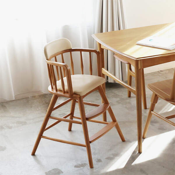 【マラソン限定！50％で最大全額ポイントバック】[Herit. Kids High Chair HEC-3778NA] キッズチェア ハイタイプ 足置きあり ダイニングチェア リビング ヴィンテージ風 北欧 天然木 子ども用 幼児用