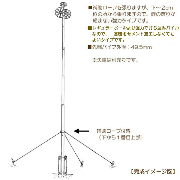 2025年度 新作 日本製 こいのぼり ポール単品 [パワーポール 打ち込み式 回転器上下＋山ちゃん ...