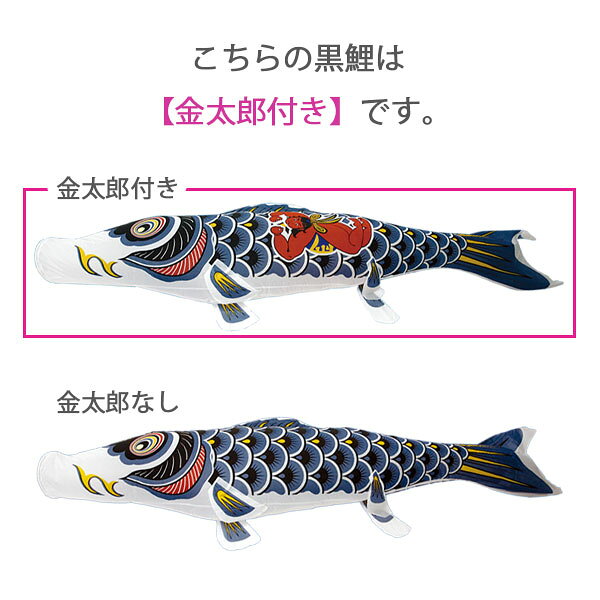 アイルインテリアエクセルの2026年度 新作 日本製 こいのぼり 単品 ナイロンスタンダード 【金太郎黒鯉】 単品鯉 8m 節句 高級感 上質 丈夫 村上鯉のぼり｜アングル3