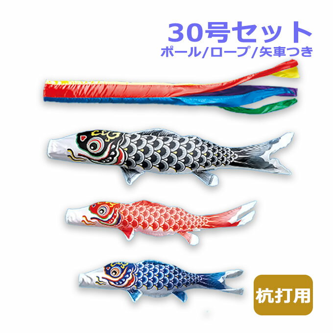 2026年度 新作 日本製 こいのぼり ワタナベ鯉のぼり マイホーム・セット 杭打用セット 羽衣五色吹流し30号セット 3m 五色吹流し 鯉のぼり 家紋/名入れ不可