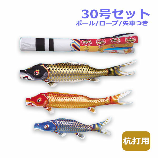 Rakuten - 2026年度 新作 日本製 こいのぼり ワタナベ鯉のぼり マイホーム・セット 杭打用セット 江戸錦鯉 瑞祥吹流し30号セット 3m 鯉のぼり 錦鯉 家紋/名入れ可
