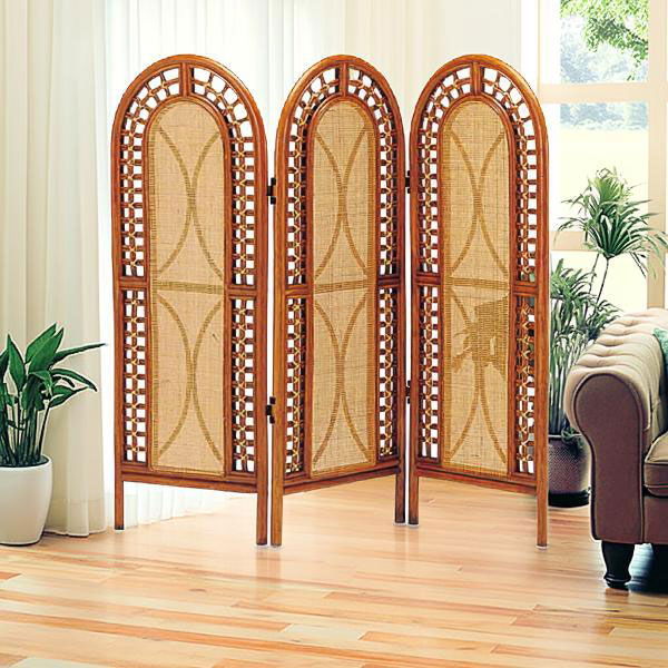 ラタン 3連 パーテーション 籐家具 間仕切り スクリーン おしゃれ アジアン ワンルーム リビング リゾ..