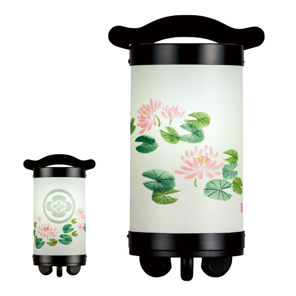 樂天商城 - 提灯 盆提灯 コンパクト コードレス LED おしゃれ シンプル かわいい [回忌灯 10号 睡蓮 手描き絵 H541/H5401]