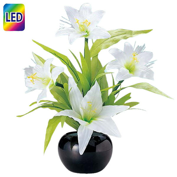 樂天商城 - 盆提灯 お盆提灯 初盆提灯 新盆提灯 盆ちょうちん お盆用品 モダン インテリア盆提灯 (23854 グランドルミナス STD 白リリー) 造花 花 光る