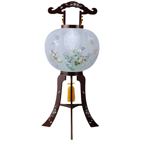 Buddhist Altar Ritual Articles - 盆提灯 紋入り提灯 大内行灯 お盆ちょうちん お盆用品 お盆用 電気コード式 新盆 初盆 提灯 紋入り 【撫子ワイン11号回転 1638】