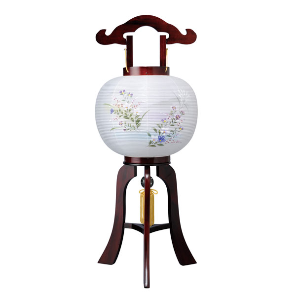 乐天商城 - 盆提灯 お盆ちょうちん 二重張 お盆用品 木製 新盆 初盆 【桜調桔梗撫子山ボカシ行灯 10号】