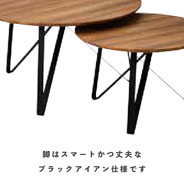 [丸テーブル2点セットWH/NA/BR]リビングテーブル おしゃれシンプル 丸型 円形 コンパクト 北欧 便利 アイアン脚 スマート モダン [2]