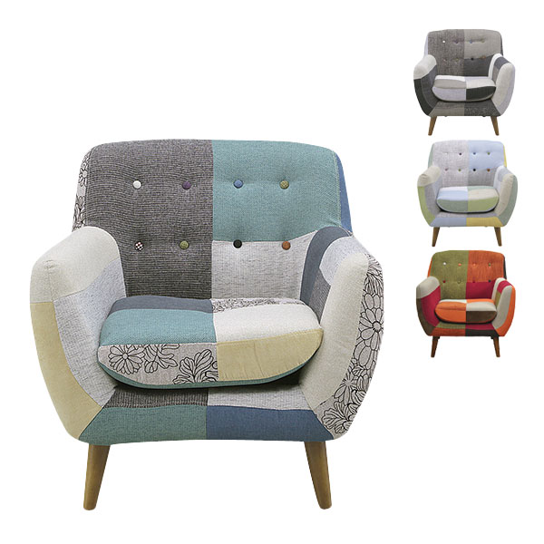 樂天商城 - [ヨランダ 1Pソファ] 一人用 一人掛け おしゃれ シンプル かわいい ナチュラル 個性的 カラフル パッチワーク