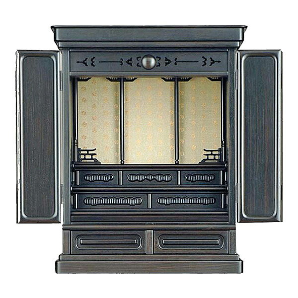 上置き 家具調仏壇 二方練 黒檀(カリマンタン)【宵桜(よいざくら)】 20号 幅48cm 奥行36cm