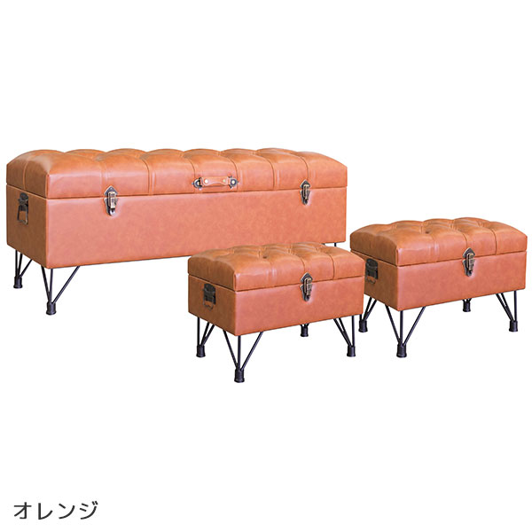 スツールセット 3点セット スツール収納 チェア 椅子 イス いす 腰掛 ヴィンテージ風 ビンテージ風 アンティーク調 合皮 おしゃれ レトロシリーズ スツールボックス3点セット [2]