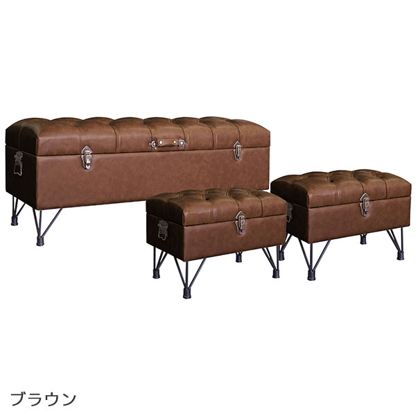 スツールセット 3点セット スツール収納 チェア 椅子 イス いす 腰掛 ヴィンテージ風 ビンテージ風 アンティーク調 合皮 おしゃれ レトロシリーズ スツールボックス3点セット [3]