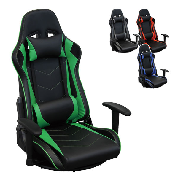 [レーシング座椅子 RZ-350] 椅子 イス 1P おしゃれ 個性的 レバー式 リクライニング 肘調節 クッション..