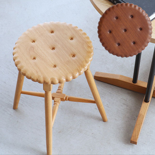 乐天商城 - [Biscuit Stool PFS-3814 BR/NA] ビスケット型 スツール チェア いす イス かわいい おしゃれ リビング 子供部屋 キズ防止用樹脂付き 耐荷重80kg