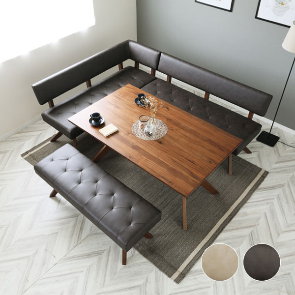 Dining Set - ダイニングセット リビングダイニング 幅150cm 長方形 おしゃれ シンプル 高級感 上品 シック テーブル ベンチ カウチ チェア [REBEL レブル 150 4点セット]