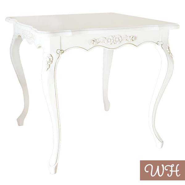 ダイニングテーブル 幅80 正方形 テーブル リビングテーブル 猫脚 白 姫系 フェミニン アンティーク調 クラシック サロン SQ80 K-NM-013WH/K-NM-013BR