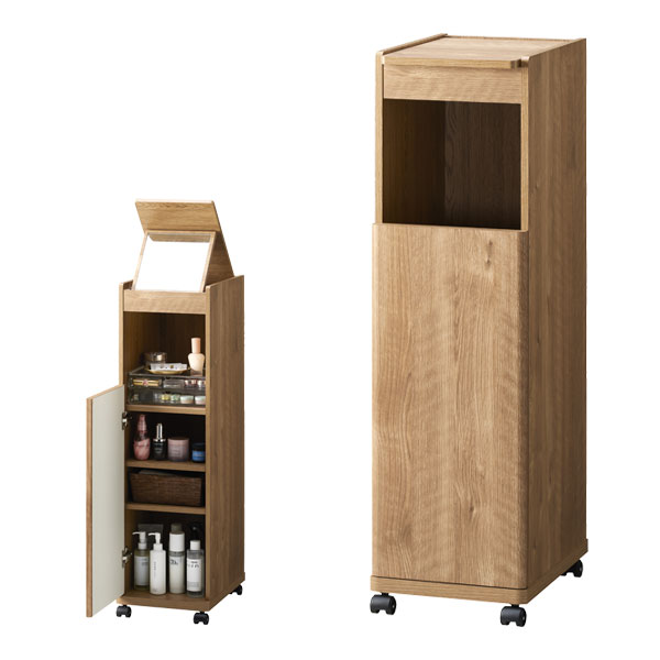 ドレッサー コスメボックス 鏡台 ミラー 収納 おしゃれ シンプル ナチュラル コンパクト 移動 可動 [L-Forme エルフォルム コスメストレージNA LFM-1030DR-NA]