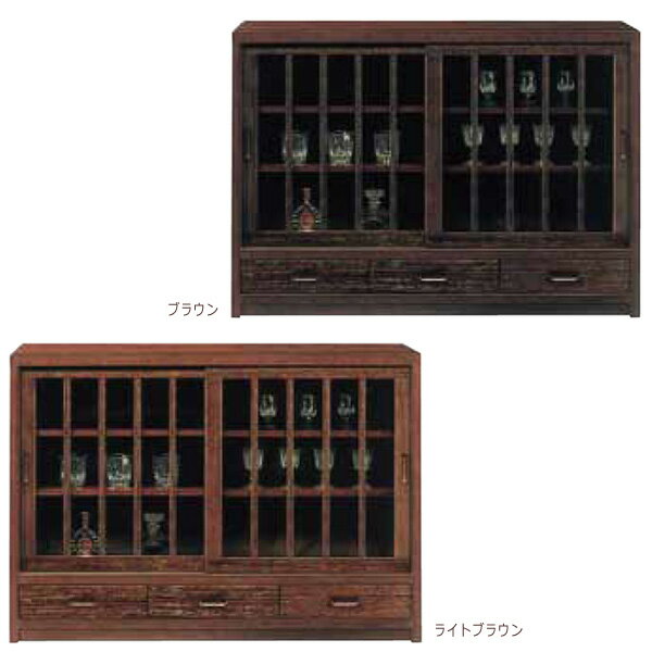 国産 ダイニングボード サイドボード うづくり仕上げ 幅120cm 和風 食器棚 飾り棚 戸棚 和モダン 120サ..