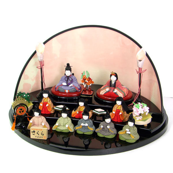 アイルインテリアプランニングの◆特典付き 【展示現品】雛人形 ひな人形 木目込み人形 平飾り 十人飾り 三段飾り モダン 黒 ブラック 送料無料 桃の節句 ひな祭り お雛様 映え 083 49SS1307 【数量限定】｜アングル2