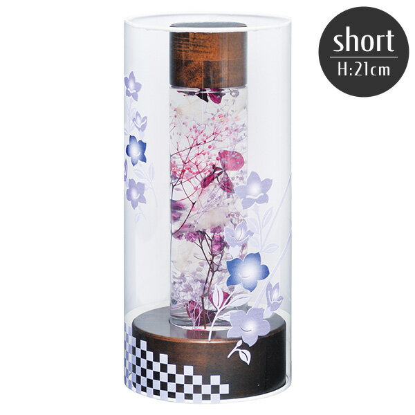 盆提灯 創作行灯 やすらぎの灯り3号(桔梗) short 水明華 プリザーブドフラワー LEDライト お盆ちょうちん お盆用品 乾電池式 コードレス 新盆 初盆 国産