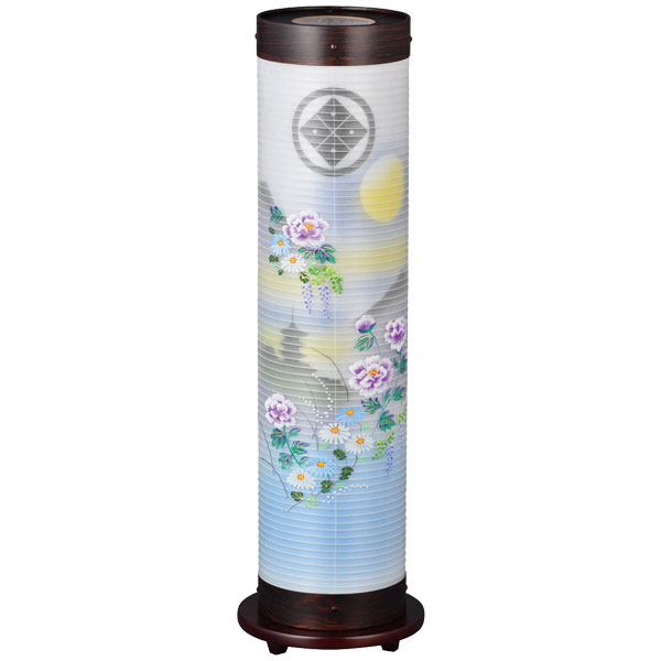 Bon Paper Lanterns - 盆提灯 紋入り提灯 お盆ちょうちん お盆用品 お盆用 電気コード式 新盆 初盆 提灯 紋入り 【煌14号牡丹中月に塔 3944】