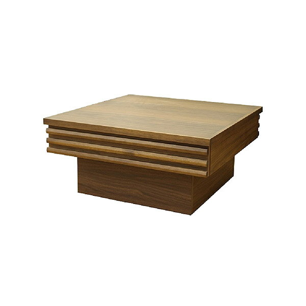 【SS期間限定!抽選で最大100%ポイントバック】 センターテーブル ローテーブル リビングテーブル 収納付き 引出付き 幅80 正方形 突板 シンプル ナチュラル ルーバー 完成品