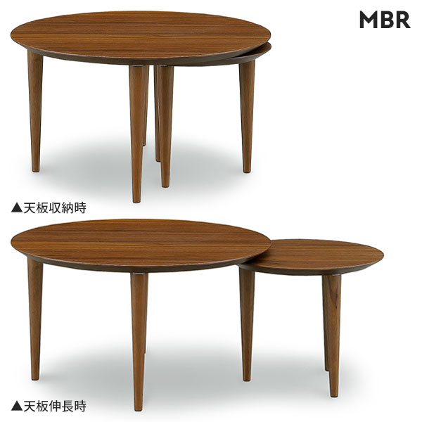 伸長式テーブル 75-100cm幅 円形 丸形 リビングテーブル ローテーブル 伸縮 LANCE ランス 70伸長センターテーブル [3]