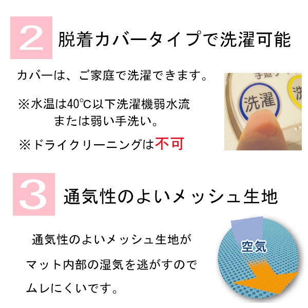 5色 カラーマットレス 97cm×195cm×8cm 日本製 国産 オールウレタン レギュラーサイズ 通気性 メッシュ生地 ムレにくい お手頃価格 安価[グランツ/Granz] [3]