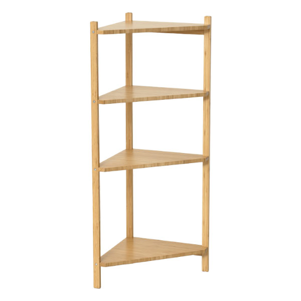 【Bamboo コーナーラック4段（23556)】 竹 竹材 サステナ SDGs 耐久性 魅せる収納 インテリア ディスプレイ 軽量 植物小物置き場