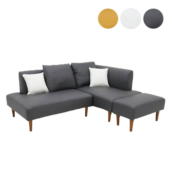 【マラソン限定!確率1/2で最大100％ポイントバック】 カウチ ソファ ソファー おしゃれ シンプル 高級感 シック 本革風 2人掛け 3人掛け オットマン お手入れ簡単 [グランプリ]