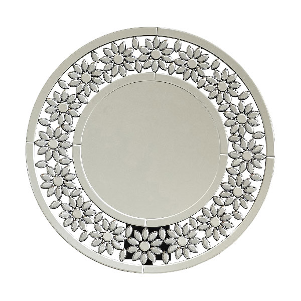 【New丸型ミラー フラワー (DS-023)】ウォールミラー 丸 かがみ 鏡 花 壁掛 おしゃれ ミラー 玄関 洗面台 直径60 MIRAYU