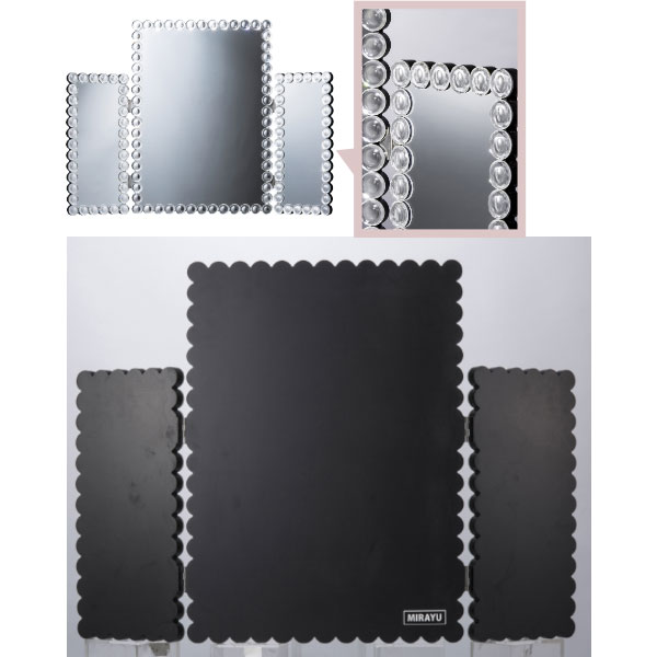 【マラソン限定!確率1/2で最大100%ポイントバック】 【3面鏡 DS-011】ウォールミラー かがみ 鏡 壁掛 おしゃれ ミラー 玄関 寝室 豪華 華やか 女子力 エネルギー キラキラ MIRAYU