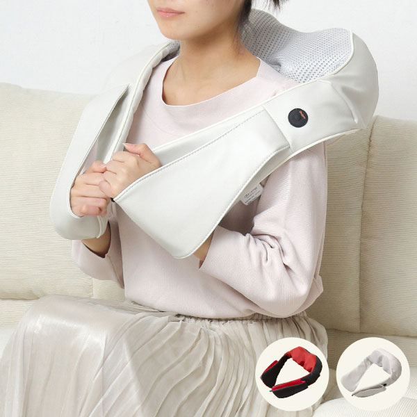 【ネックマッサー も〜む ブラック/ホワイト】肩もみ お手頃価格 簡単操作 コンパクト マッサージ 軽量..