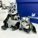 【中古】SWAROVSKI スワロフスキー PANDAS パンダ 親子 2008年度SCS会員様限定 クリスタルガラス クリア ブラック 900918 インテリ...