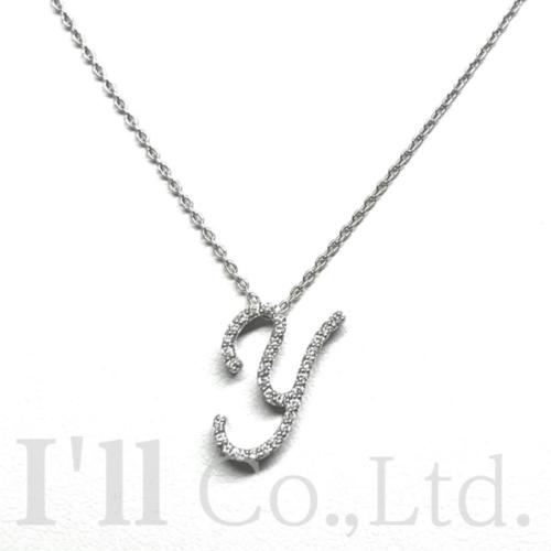 Ponte　Vecchio　ポンテヴェキオ　イニシャル　「y」　ネックレス　K18WG　ダイヤモンド0.17ct　ブランドジュエリー　アクセサリー　ペンダント　PV　18金　Au750　K18WG　K18ホワイトゴールド　アルファベット　イニシャルY