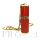 【中古】GUCCI グッチ アドマイザー ロング ネックレス レザー メタル レッド ゴールド ブランド小物 小物入れ ペンダント パフュームボトル スプレー...