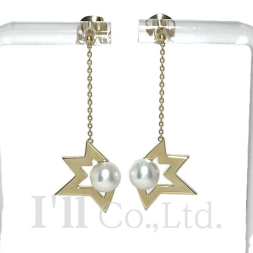 【中古】TASAKI　タサキ　コメット　プラス　ピアス　E-4344-18KYG　750YG　あこや真珠　ブランドジュエリー　アクセサリー　イヤリング　パール　18金　K18YG　イエローゴールド　田崎　彗星　チェーン　ぶら下がり【中古】【73779】のサムネイル