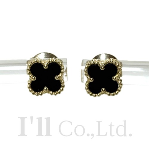 【中古】Van Cleef & Arpels　ヴァンクリーフ＆アーペル　スウィート　アルハンブラ　ピアス　VCARA44900　750YG　オニキス　ブランドジュエリー　アクセサリー　K18YG　Au750　イエローゴールド　18金　四つ葉　クローバー　イヤリング　スイート　両耳用【中古】【79818】のサムネイル