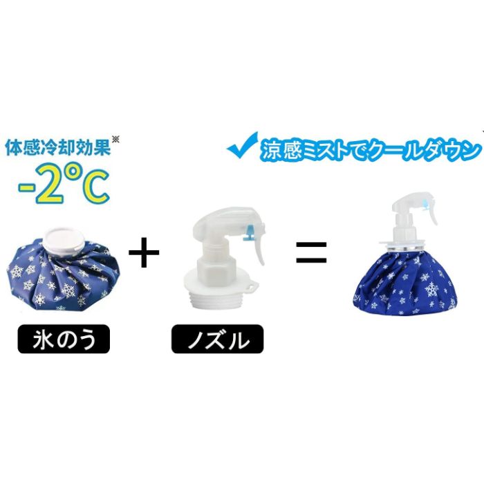 氷のう 氷嚢 2WAY アイスバッグ ミストシャワー スプレー付き氷のう ゴルフ 冷却グッズ 冷却対策 暑さ対策 ネッククーラー 首 夏 スポーツ 熱中症対策 繰り返し利用 関節などに使用 応急処置