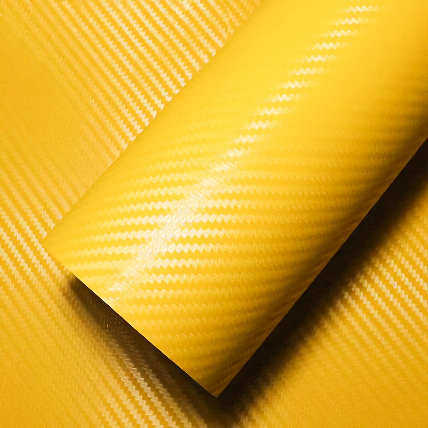 3D カーボンシート カーラッピングシート カッティングシート イエロー 152×35cm(2.0)